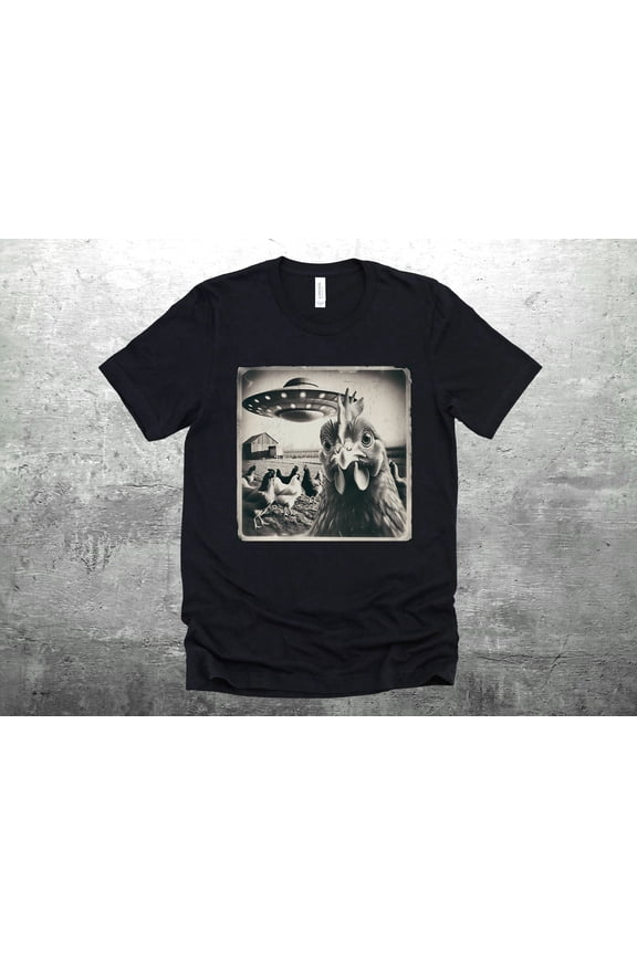 Funny Chicken Shirt, Chicken Selfie Picture, UFO, Weird Animal Shirt, Funny Animal Shirt,