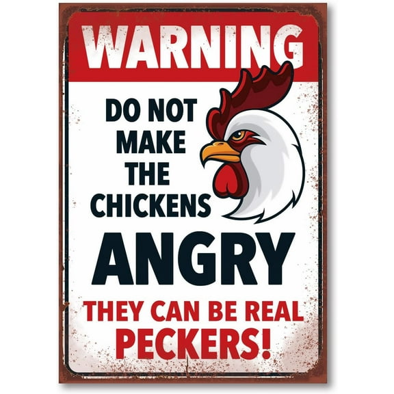 Funny Chicken Signs Warning Do Not Make The Chickens Angry Tin Sign Metal Chicken Coop Signs Outdoor Decor Chicken Farm Sign 8x6 Inch
