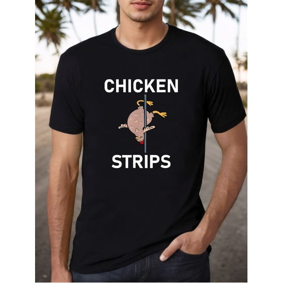Funny Chicken Strips Graphic Tee for Men & Women - Soft Breathable Cotton T-Shirt Suitable for Casual Wear & Themed Events - Humorous Chicken Nugget Lover Outfit, Machine Washable Apparel,