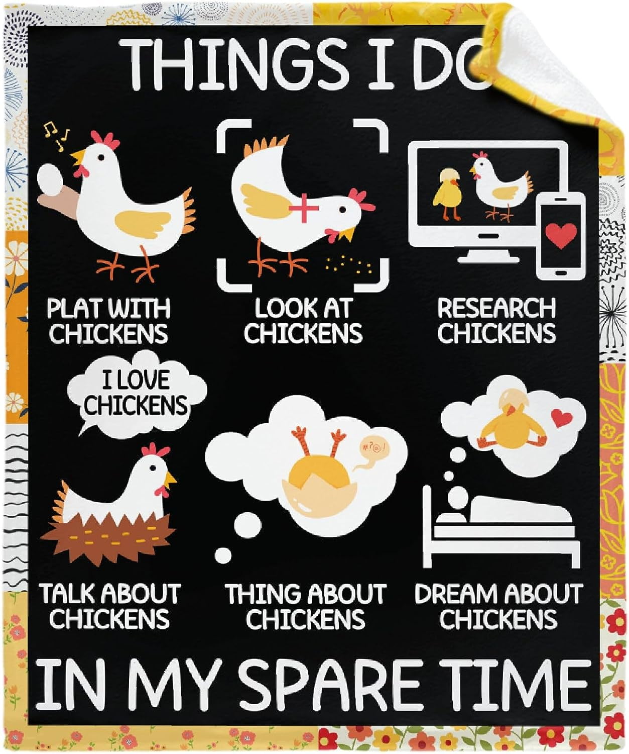 Funny Chicken Throw Blanket, Chicken Gifts for Chicken Lovers,Chicken
