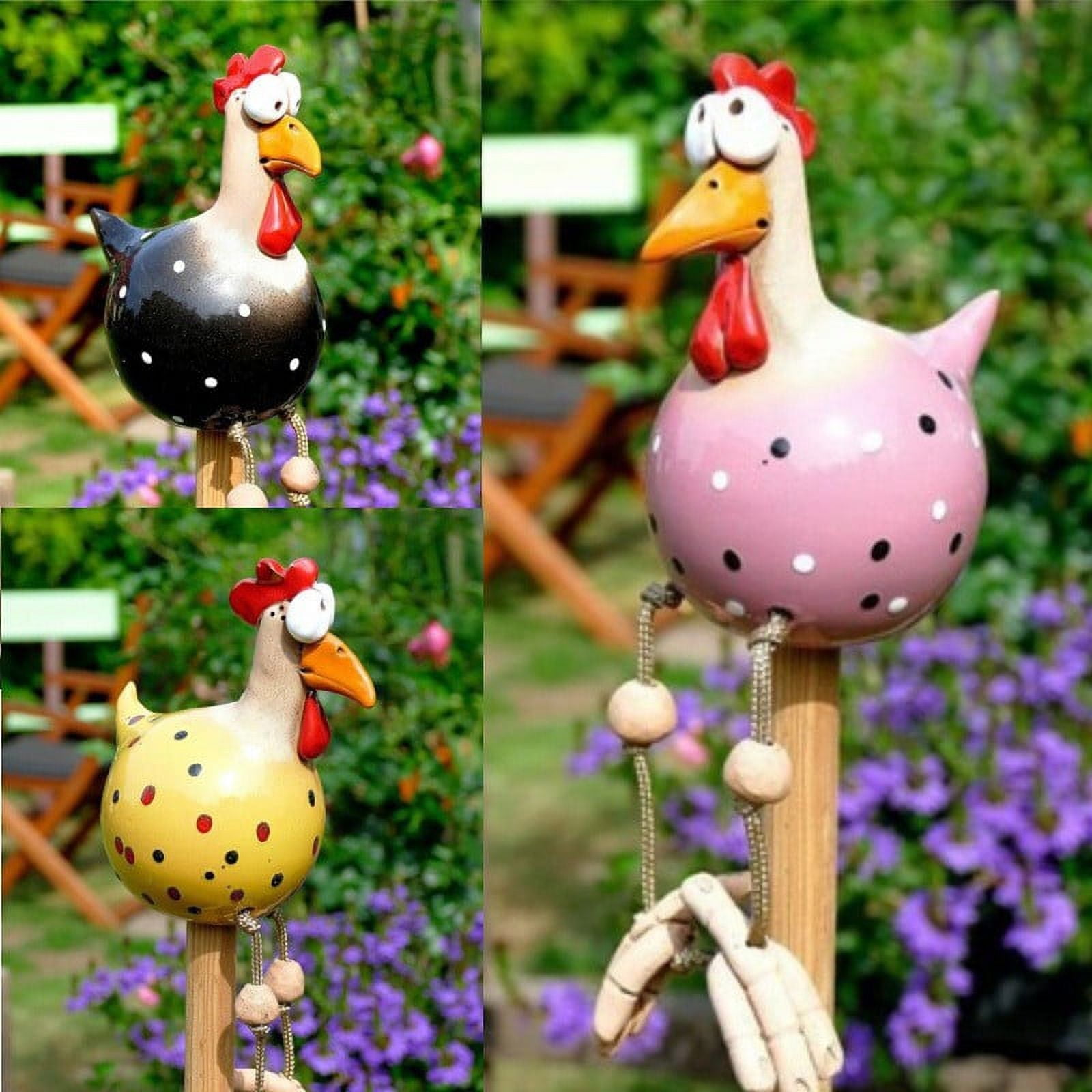 Funny Chicken Yard Art, Resin Rooster Outdoor Statues Decorative Garden Stakes, Resin Chicken