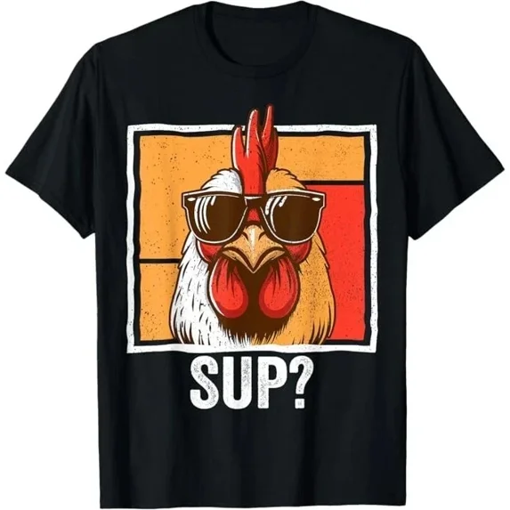 Funny Chicken with Sunglasses Animal Farm T-Shirt for Farmers Men Women
