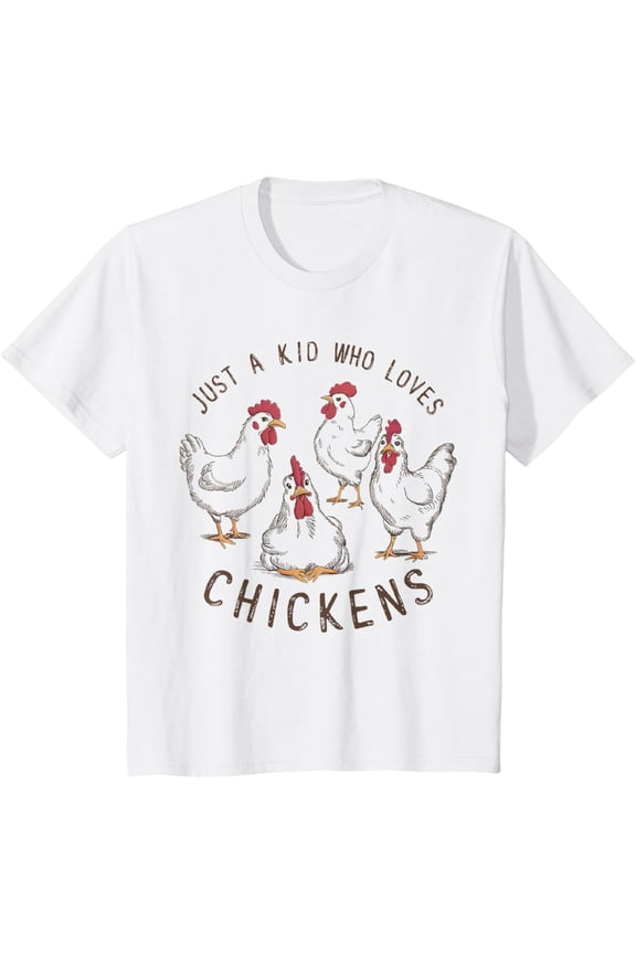 Funny Chickens Lover Farmer Just A Kid Who Loves Chickens Boys T-Shirt
