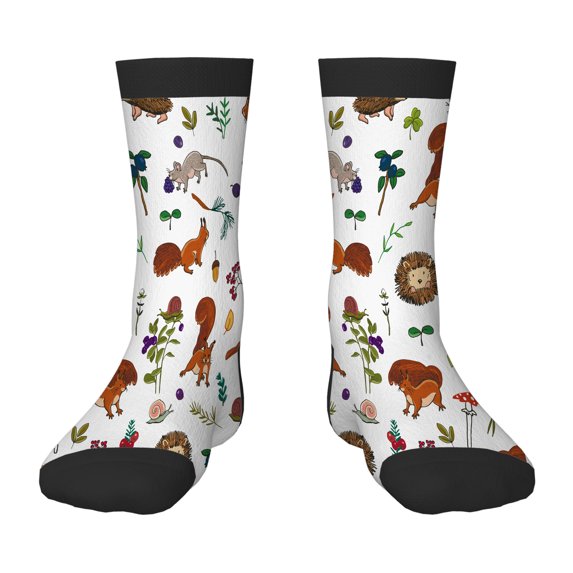 Funny Children's Socks Forest Little Squirrel Hedgehog Crazy Novelty Gifts for Boys Girls Fun Socks