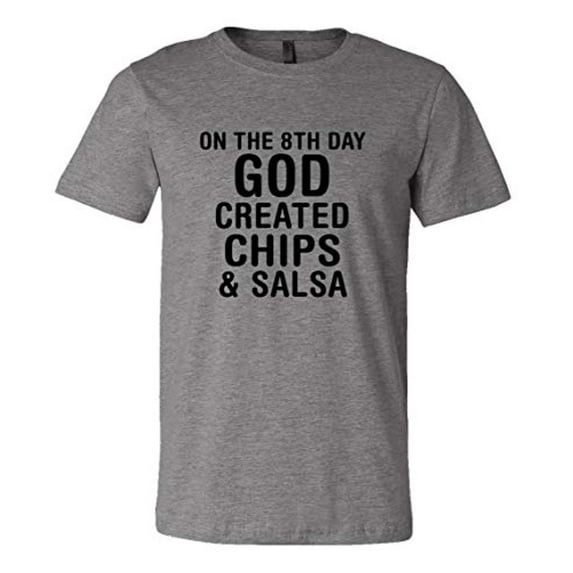 Funny Chips and Salsa Adult Short Sleeve T-Shirt-Heather Gray-XXL