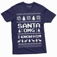 thumbnail image 1 of Funny Chistmas Ugly Pattern Santa Omg I Know Him Popular Culture Movie T-Shirt (3X-Large Navy Blue), 1 of 5