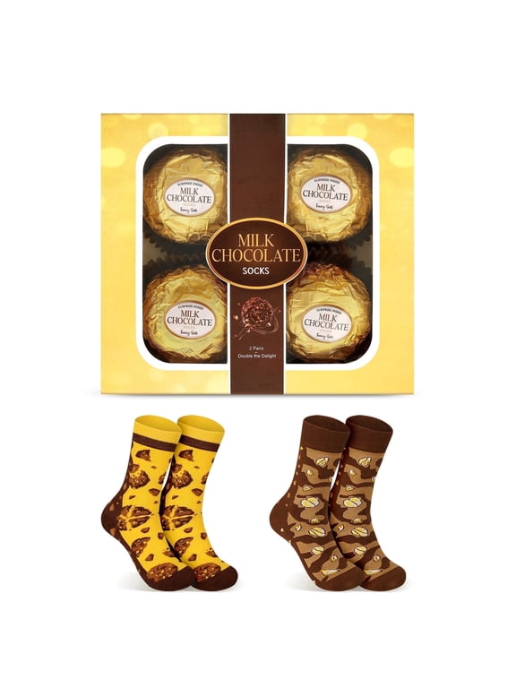 Funny Chocolate Socks Gift Box for Men Women Teen Boys - Funny Novelty Funky Crazy Cool Food Socks Gifts Set for Chocolate Lovers - Fathers Birthday Fun Christmas Gift Ideas Stocking Stuffers