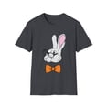 thumbnail image 1 of Funny Christian Egg Hunting Brainy Nerd Bunny Unisex Softstyle T-Shirt, 1 of 4