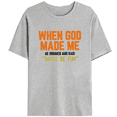 thumbnail image 1 of Funny Christian Print T-shirts - "When God Made Me He Grinned" Humor Graphic Tees - Pattern Top for Men & Women Gray,2XL, 1 of 5