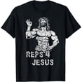 thumbnail image 1 of Funny Christian Reps 4 Jesus Funny Workout Bodybuilding Gym T-Shirt, 1 of 4