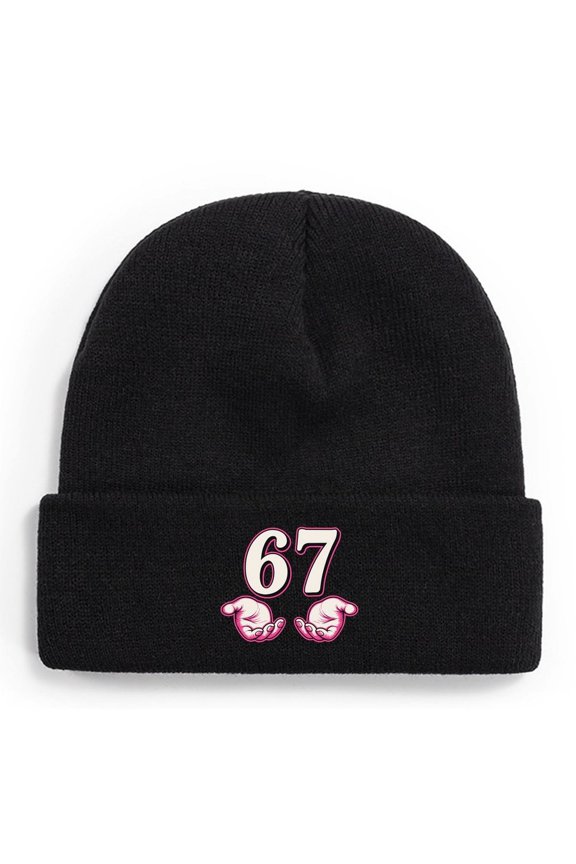 Funny Christmas 67 Meme Beanie Hats for Women Men Novelty Knit Hats Unisex Warm Winter Hat Red