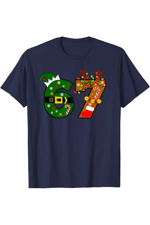 Funny Christmas 67 Meme Inspired Santa Reindeer Number 67 T-Shirt, Unisex T-Shirt