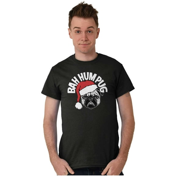 Funny Christmas Bah Humbug Pug Pun Men's Graphic T Shirt Tees Brisco Brands M