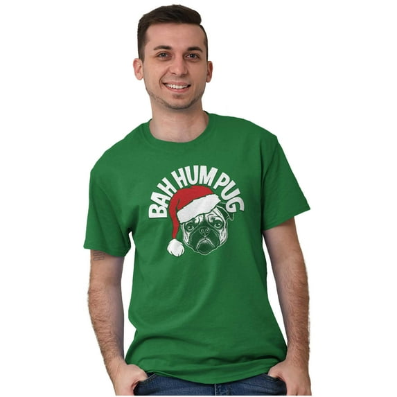 Funny Christmas Bah Humbug Pug Pun Plus Size Crewneck Graphic Tee Shirt Brisco Brands 2X