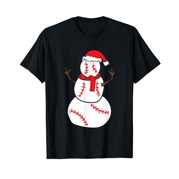 Funny Christmas Baseball Snowman Christmas Baseball T-Shirt