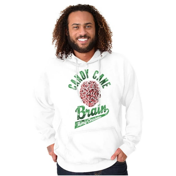 Funny Christmas Candy Cane Brain Hoodie Sweatshirt Women Men Brisco Brands L