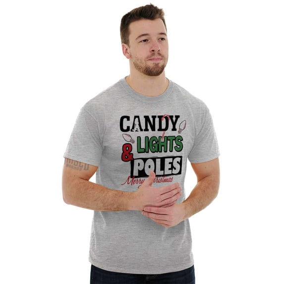 Funny Christmas Candy Lights Poles Men Big & Tall Graphic Tee Brisco Brands 2X