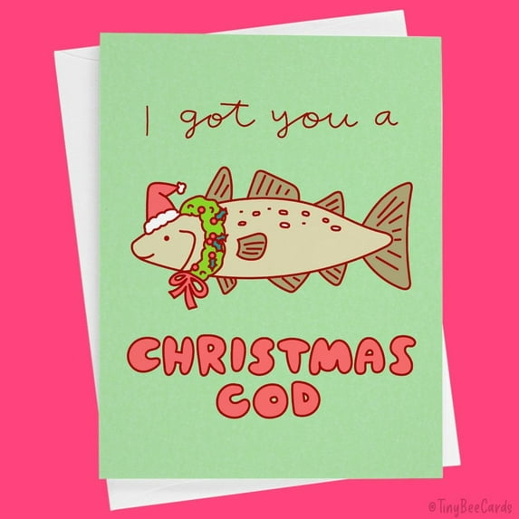 Funny Christmas Card – "I Got You a Christmas Cod" Greeting Card with Cute Fish Design – Envelope Included, Blank Inside – Perfect for Holiday Wishes and Gifting