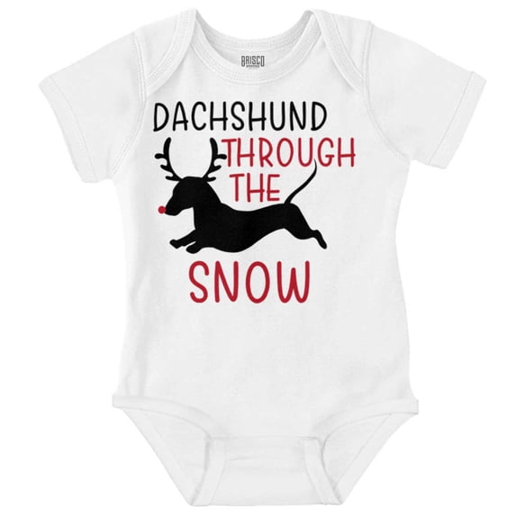 Funny Christmas Carol Dachshund Pun Romper Boys or Girls Infant Baby Brisco Brands 12M