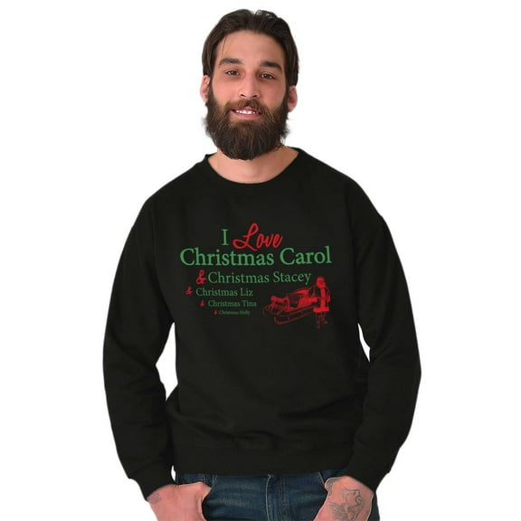 Funny Christmas Carol Dating Player Men's Big & Tall Crewneck Sweatshirt Brisco Brands 3X
