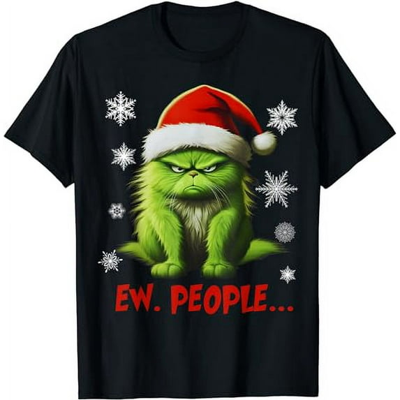 Funny Christmas Cat Ew People Meowy Cat Lovers Men Women Kid T-Shirt