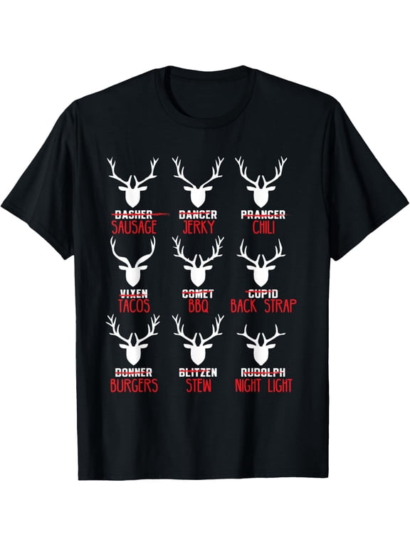 Funny Christmas Deer Hunters All of Santa's Reindeer design Mens T-Shirt