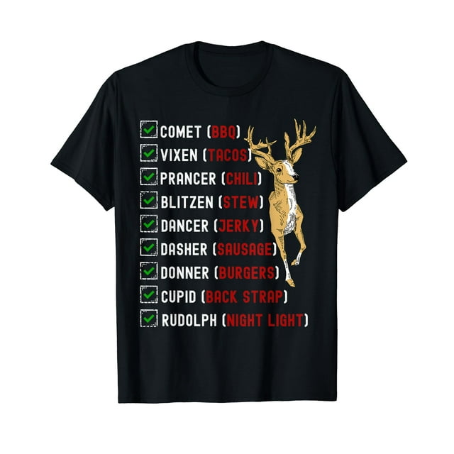 Funny Christmas Deer Hunting Santa Reindeer Men Hunter Gift T-Shirt ...