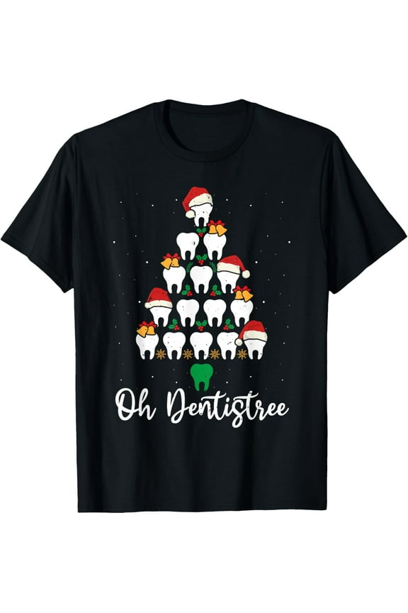 Funny Christmas Dentist Tree Dental T-Shirt men and women can wear, black, white, gifts