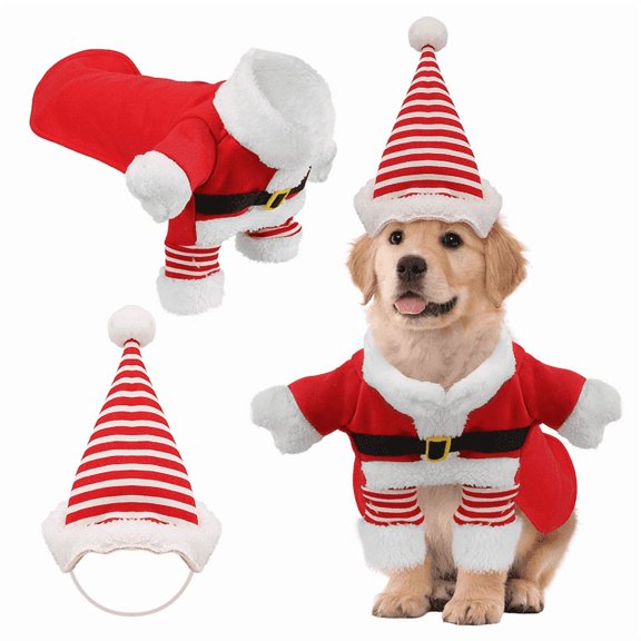 Funny Christmas Dog Costume, Pet Party Costume Set, Pet Costume with Ball Standing on Front Legs, Pet Winter Warm Costume (xx-large)
