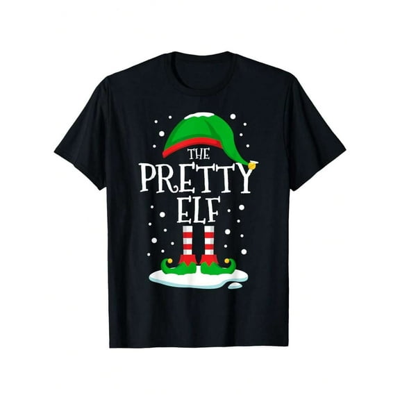 Funny Christmas Elf Graphic Tee   Premium Cotton Crewneck T Shirt For Holiday Parties   Black S XXL