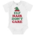 thumbnail image 1 of Funny Christmas Elf Hair Don't Care Romper Boys or Girls Infant Baby Brisco Brands 6M, 1 of 6
