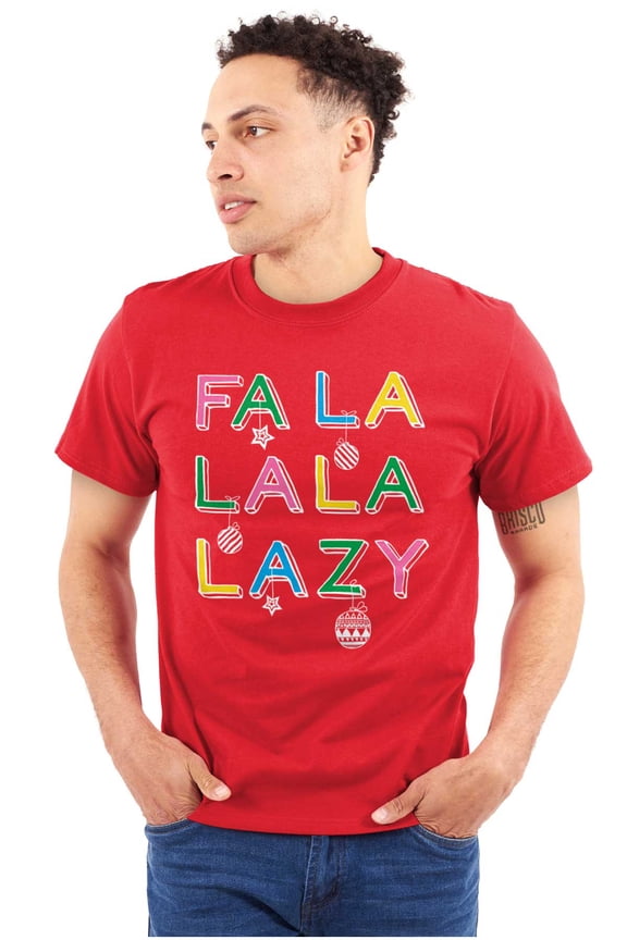 Funny Christmas Fa La La La Lazy Men's Graphic T Shirt Tees Brisco Brands L