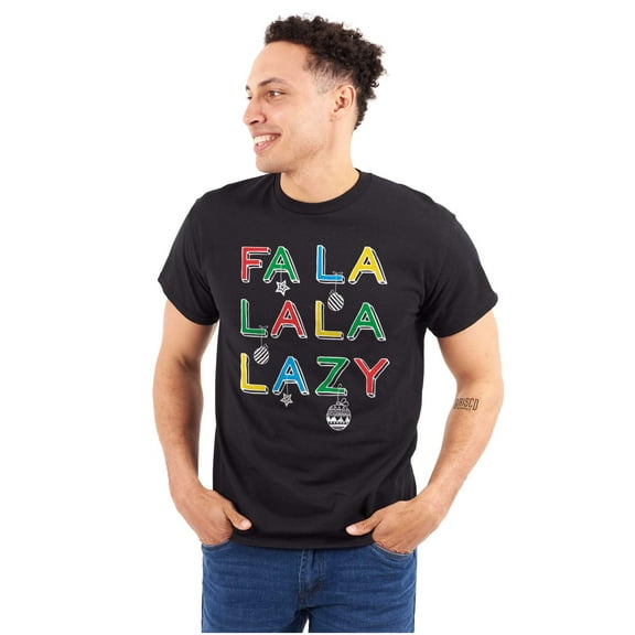 Funny Christmas Fa La La La Lazy Men's Graphic T Shirt Tees Brisco Brands M