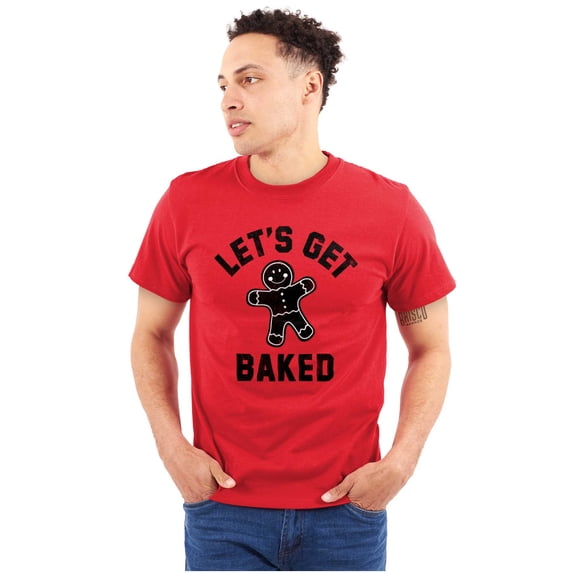 Funny Christmas Get Baked Gingerbread Men's Graphic T Shirt Tees Brisco Brands S