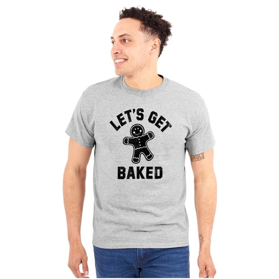 Funny Christmas Get Baked Gingerbread Men's Graphic T Shirt Tees Brisco Brands X