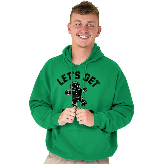 Funny Christmas Get Baked Gingerbread Unisex Plus Fleece Graphic Hoodie Brisco Brands 4X