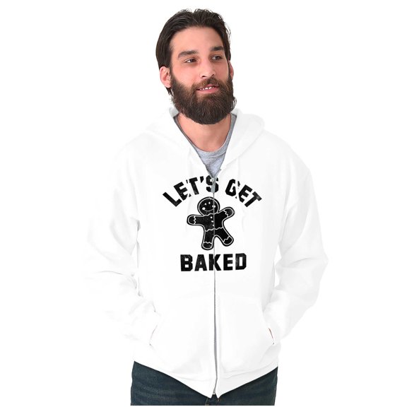 Funny Christmas Get Baked Gingerbread Zip Up Hoodie Men's Women's Brisco Brands S