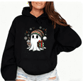 thumbnail image 1 of Funny Christmas Ghost Print Hoodie black Graphic Sweatshirt S-2XL Holiday Winter Classic Pattern Graphic Classic Tops, 1 of 5