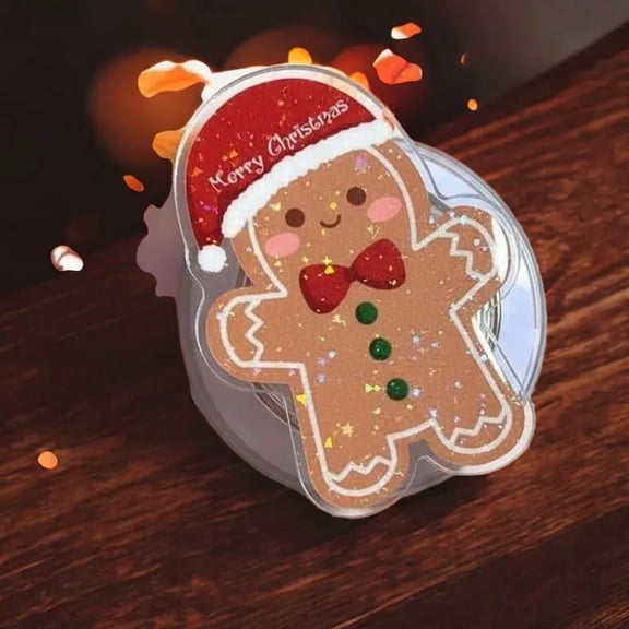 Funny Christmas Gingerbread Phone Grip – Cute Xmas GripTok Stand, Holiday Phone Holder for Smartphones
