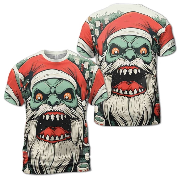 Funny Christmas Gnome Tee, Santa Monster Men 3D T-shirt