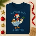 thumbnail image 1 of Funny Christmas Goose T-Shirt: Embroidered-Style Holiday Tee, 1 of 5