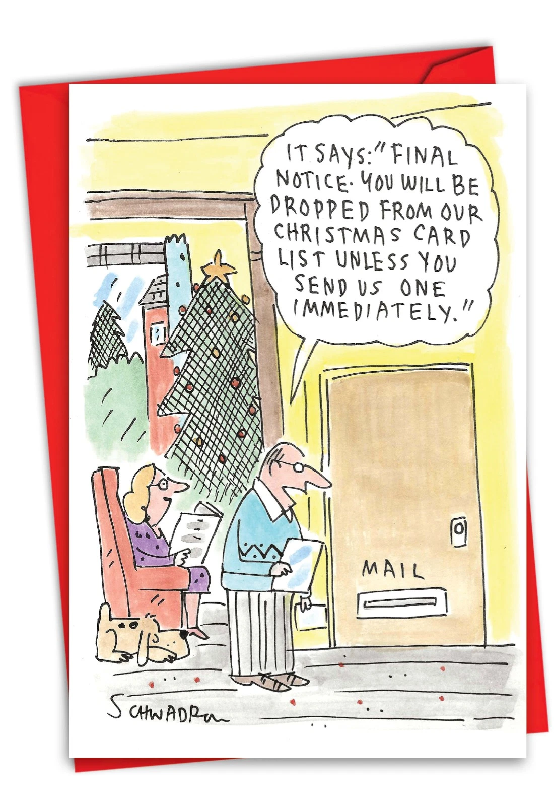 Funny Christmas Greeting Card W/ Envelope (1 Card) Happy Holidays Final Notice