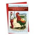 thumbnail image 1 of Funny Christmas Greeting Card with 5 x 7 Inch Envelope (1 Card) Merry Christmas Holiday Big Cock - Man with Giant Rooster, 1 of 6