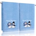 thumbnail image 1 of Funny Christmas Snowman Hand Towels for Bathroom Kitchen- 100% Cotton Soft Absorbent Winter Holiday Bath Towels Cute Decor - Fun Novelty Christmas Xmas Secret Santa Gifts for Women Mom -Set of 2,Blue, 1 of 7