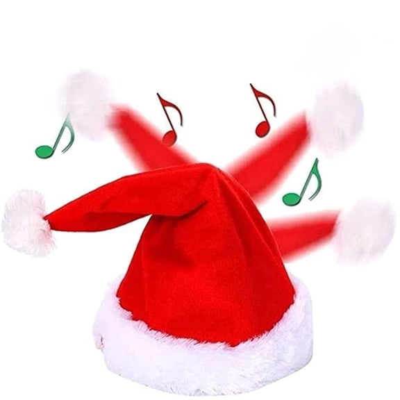 Funny Christmas Hats, Dancing Santa Hats With Music Red Santa Claus Hat Plush Moving Santa Hat Xmas Holiday Hat Funny Xmas Toy Hat Musical Christmas