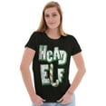 thumbnail image 1 of Funny Christmas Head Elf Candy Cane Womens Slim Fit Graphic Tee Brisco Brands S, 1 of 5