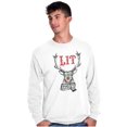thumbnail image 1 of Funny Christmas Hipster Reindeer Lit Plus Size Long Sleeve Graphic Tee Shirt Brisco Brands 3X, 1 of 5