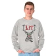 thumbnail image 1 of Funny Christmas Hipster Reindeer Lit Unisex Plus Fleece Graphic Sweatshirt Brisco Brands 2X, 1 of 5