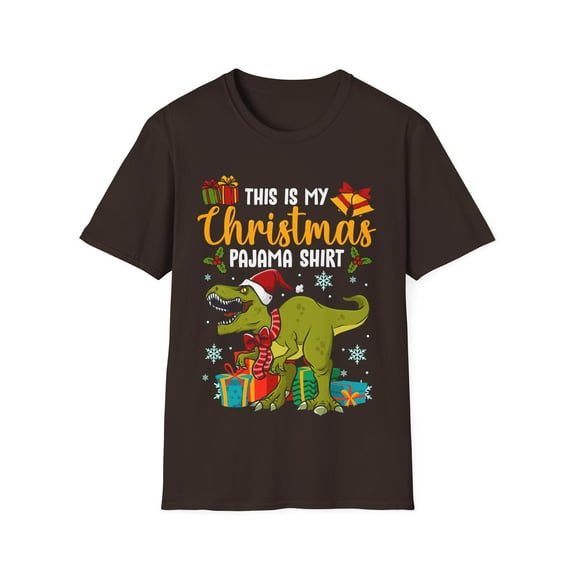 Funny Christmas Holiday Dinosaur PJ Novelty Graphic Art Unisex T-Shirt
