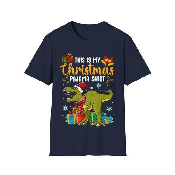 Funny Christmas Holiday Dinosaur PJ Novelty Graphic Art Unisex T-Shirt